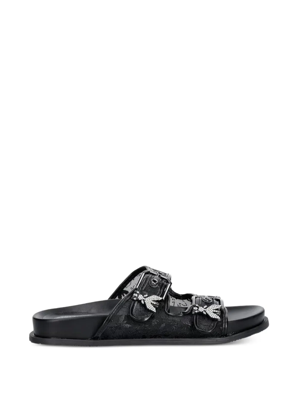 Patrizia Pepe girl buckle-fastening crystal-embellished sandals Zwart
