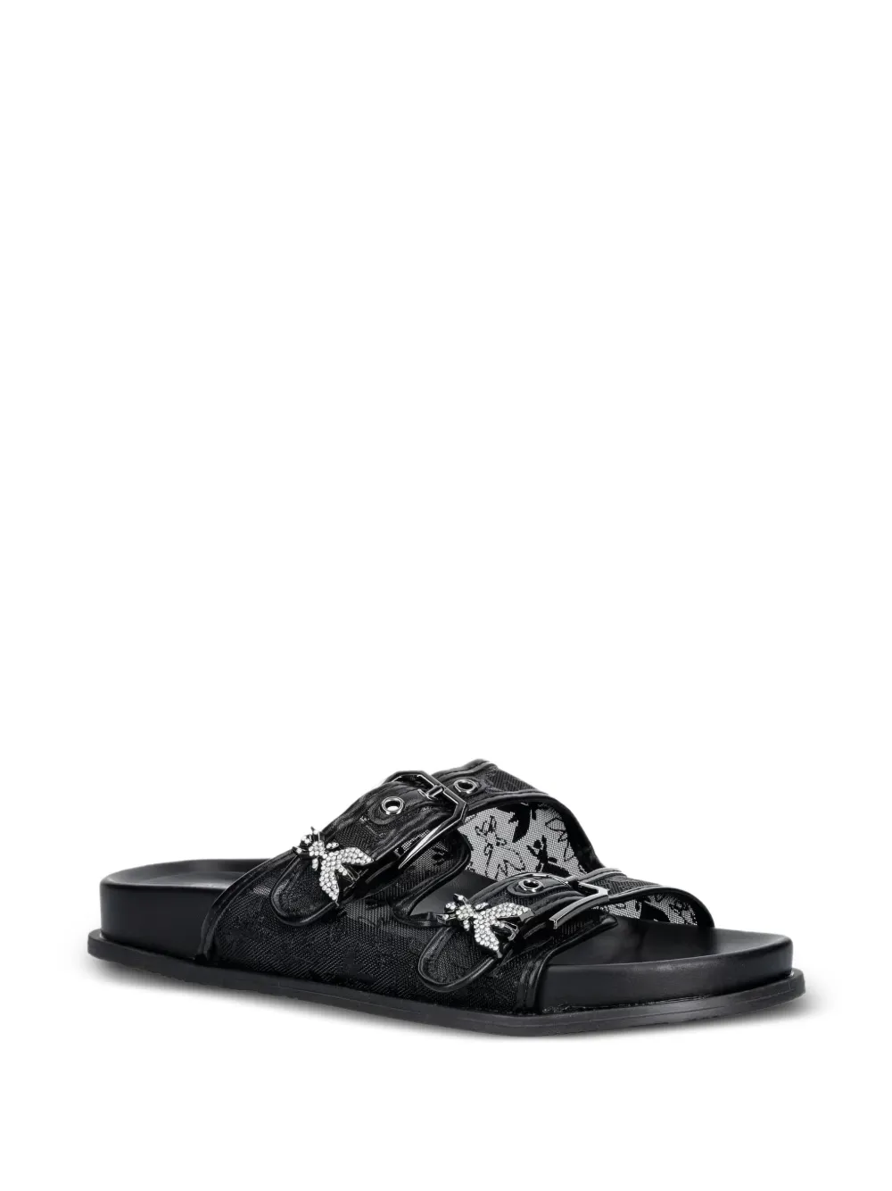 Patrizia Pepe girl buckle-fastening crystal-embellished sandals - Nero