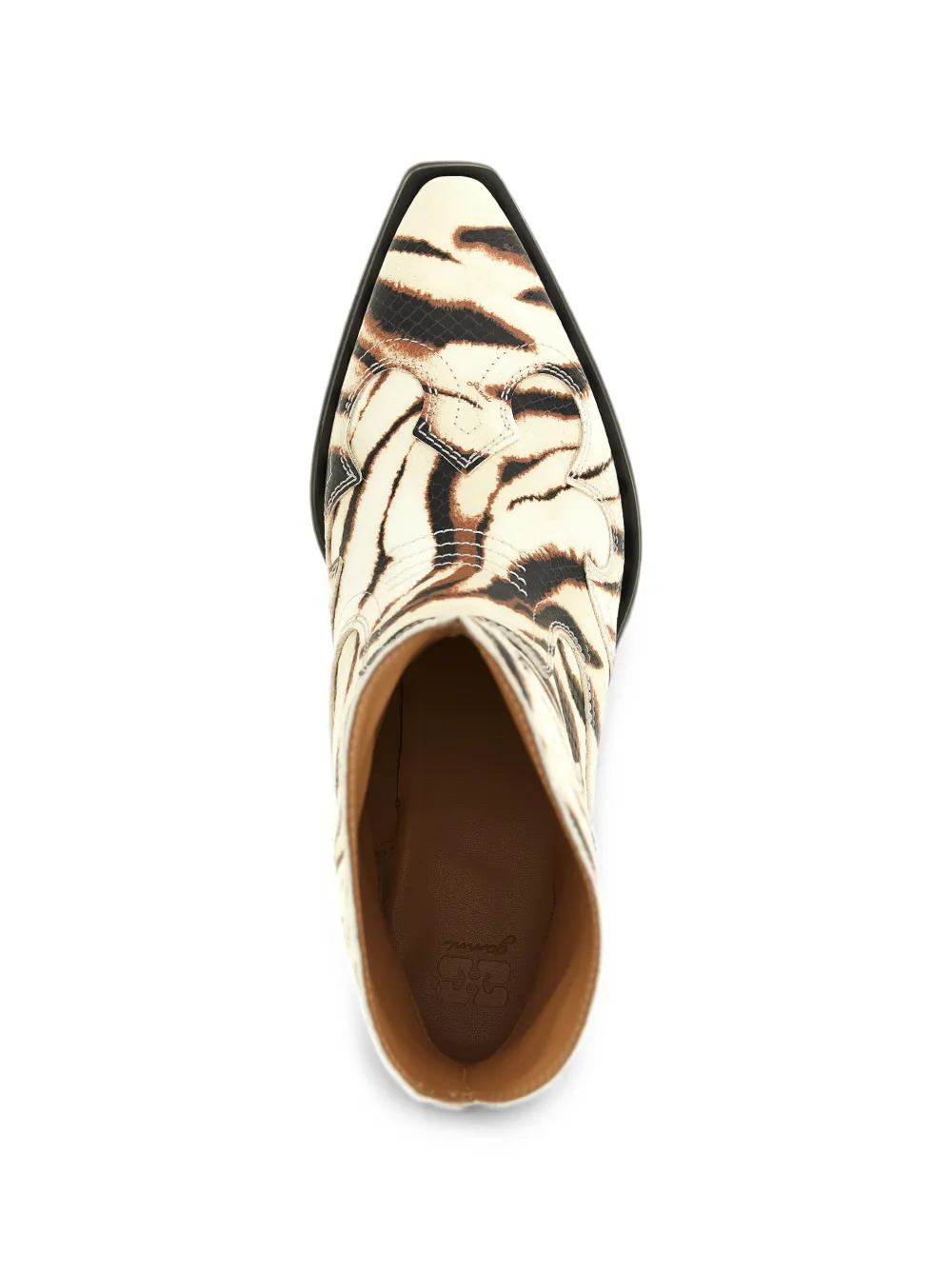 GANNI zebra-print embroidered ankle boots Beige