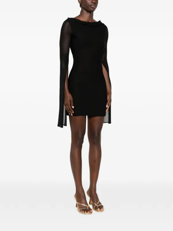 black split mini dress Cult Gaia split-sleeve cowl-neck | Main Fabric Content:100% NYLON 36 UK/US Size:14.5 / s The Oh Polly Tula