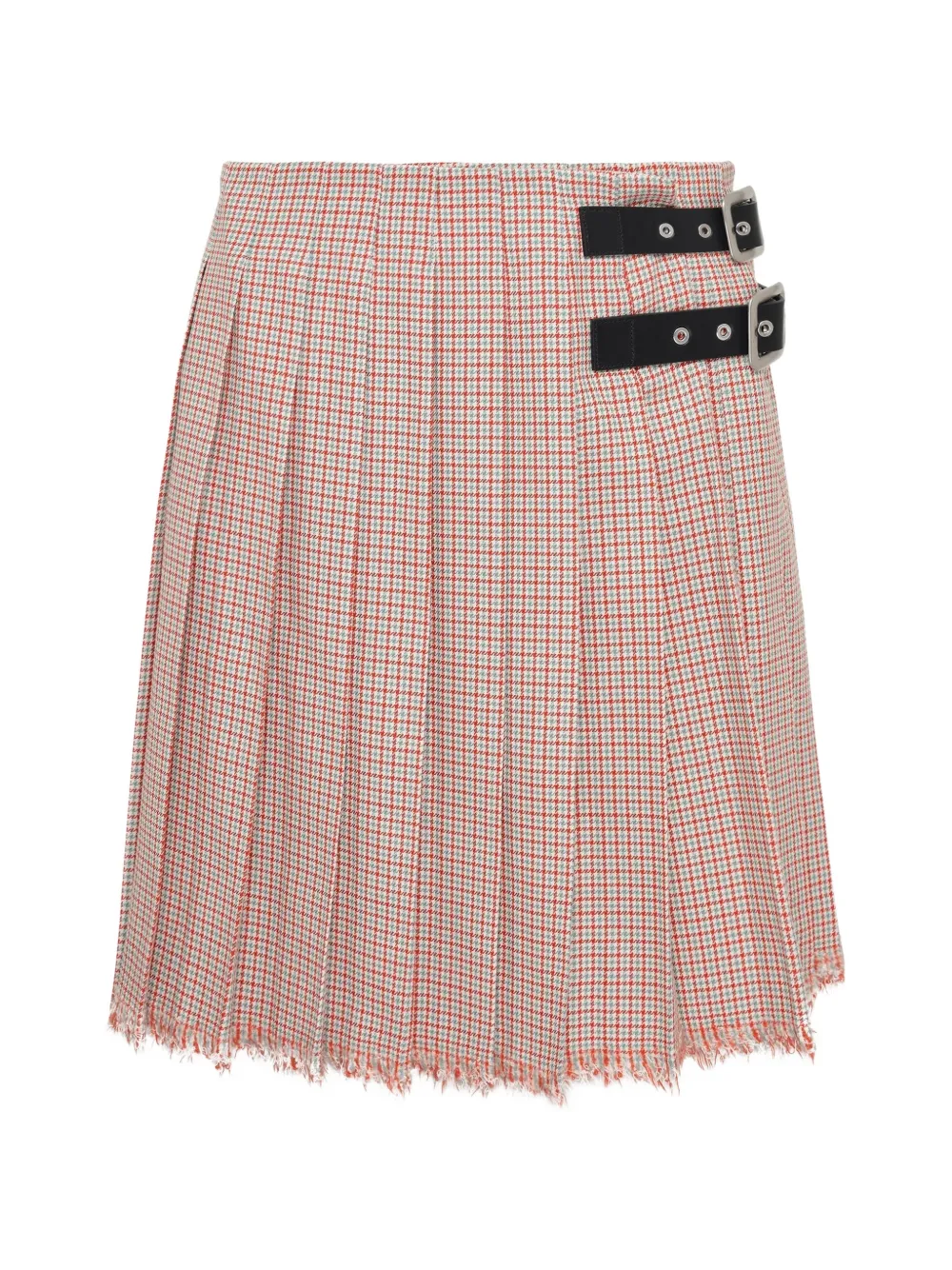 Jil Sander Houndstooth Pleated Wrap Mini Skirt In Red