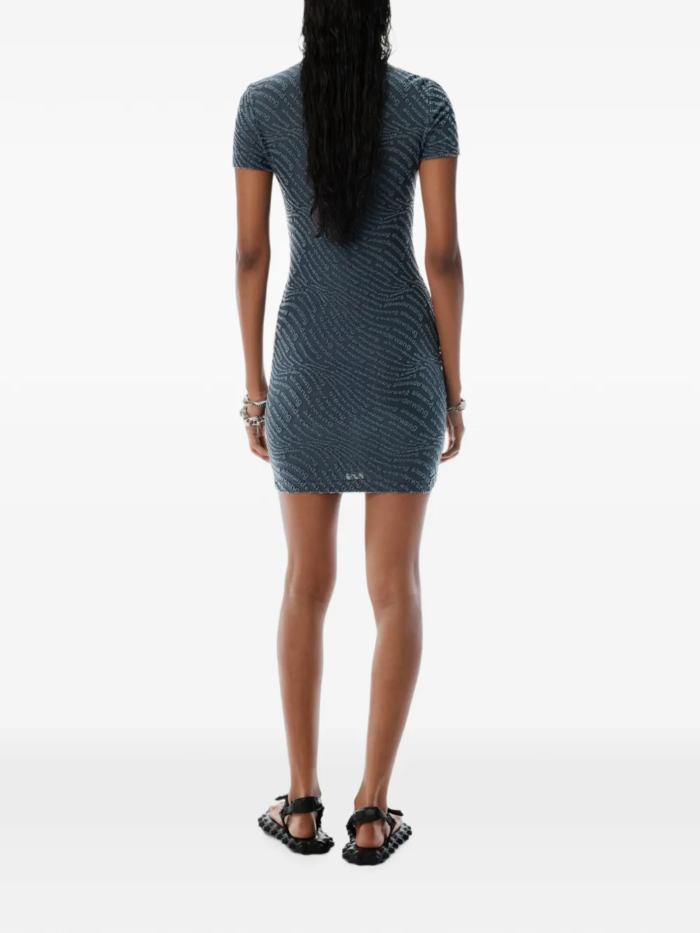 Alexander Wang Jacquard Logo Mini Dress | Blue | FARFETCH