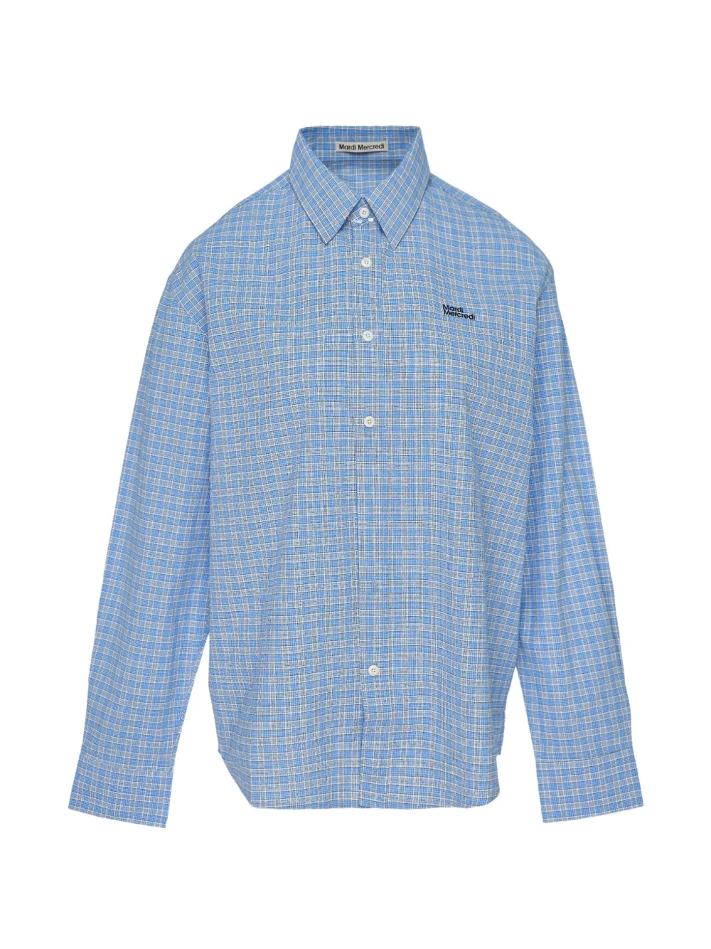 Mardi Mercredi check-pattern logo-embroidered shirt - Blau