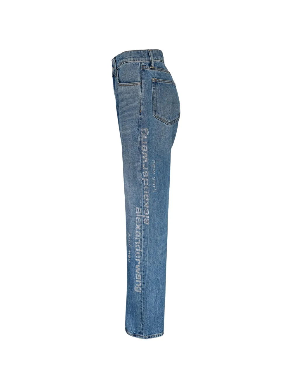 Alexander Wang Ez jeans met kristallen spiegel en logo Blauw