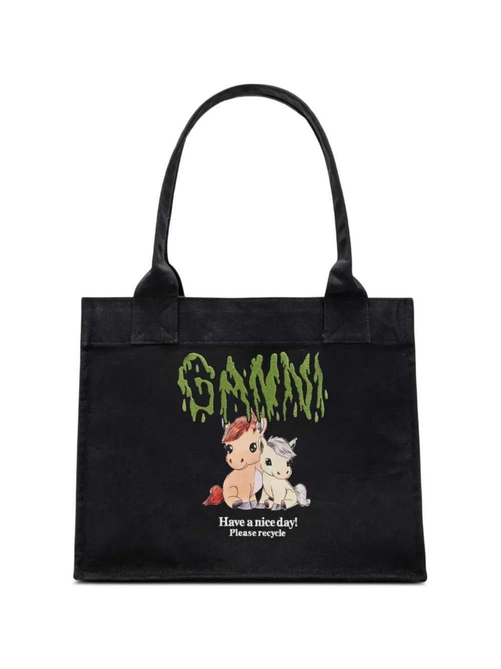 GANNI Borsa tote Easy con stampa - Nero