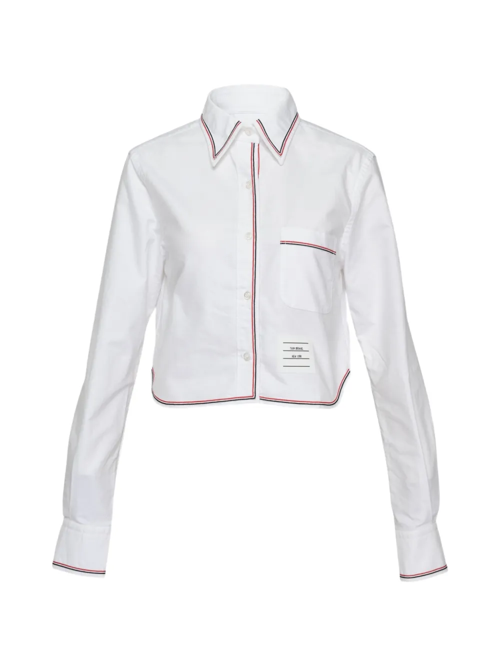 Thom Browne RWB-stripe cropped shirt - Bianco