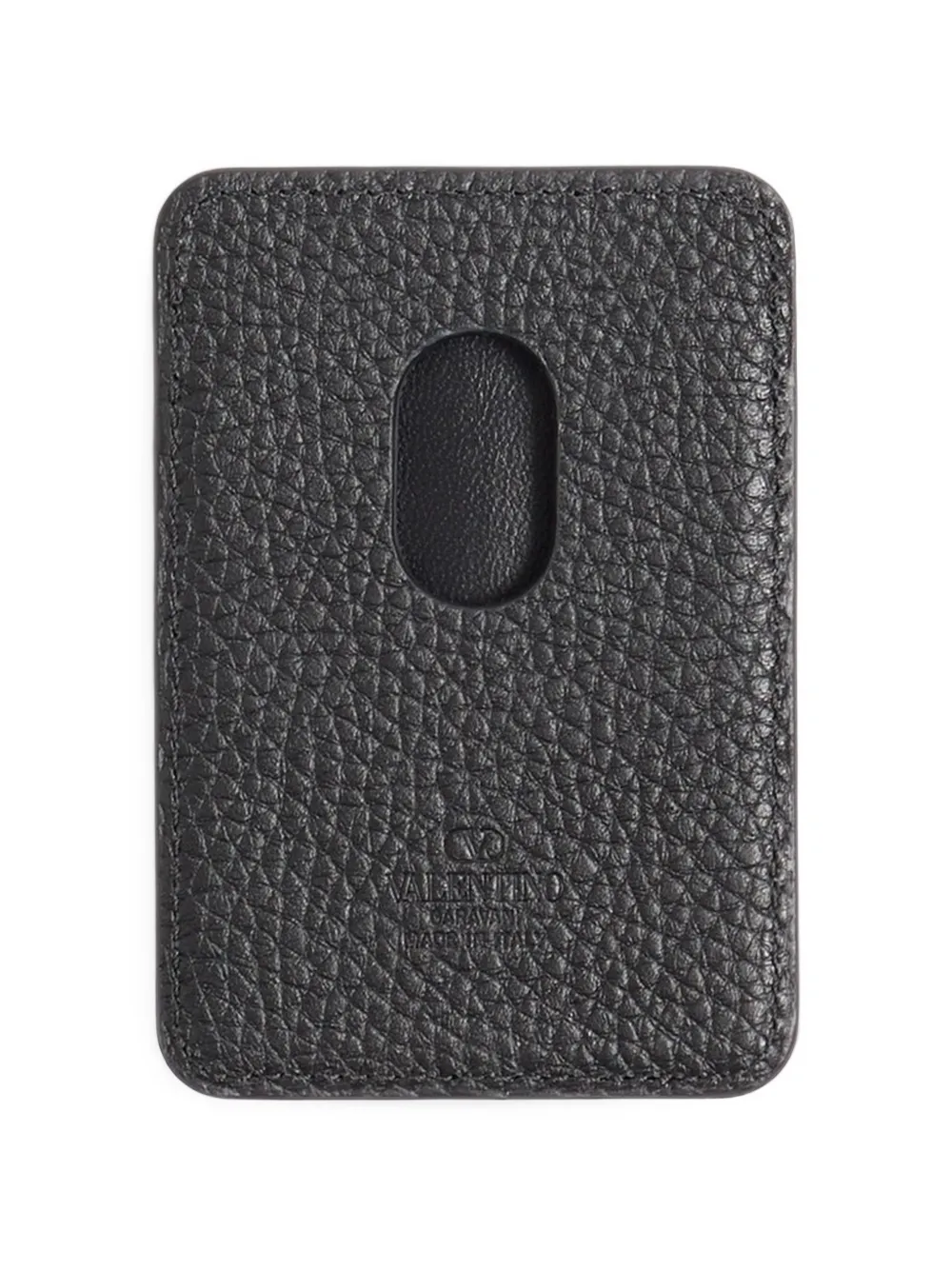 Valentino Garavani Rockstud magnetic cardholder in grainy calfskin Zwart