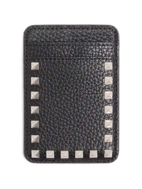 Valentino Garavani Rockstud magnetic cardholder in grainy calfskin