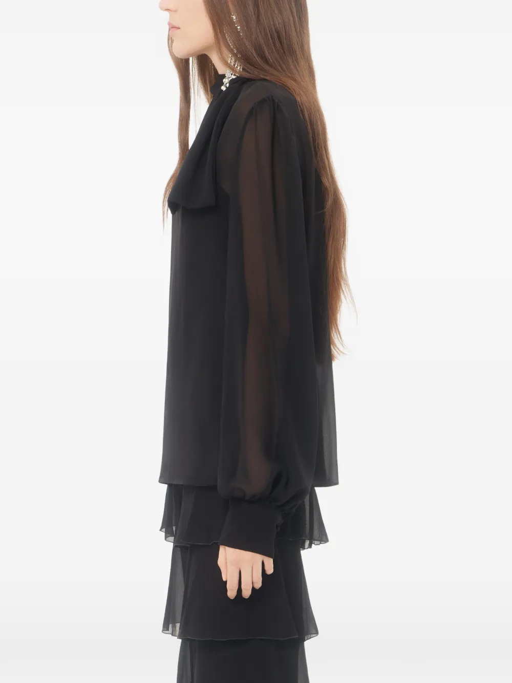 Valentino Garavani Lichte georgette top met sjaal Zwart