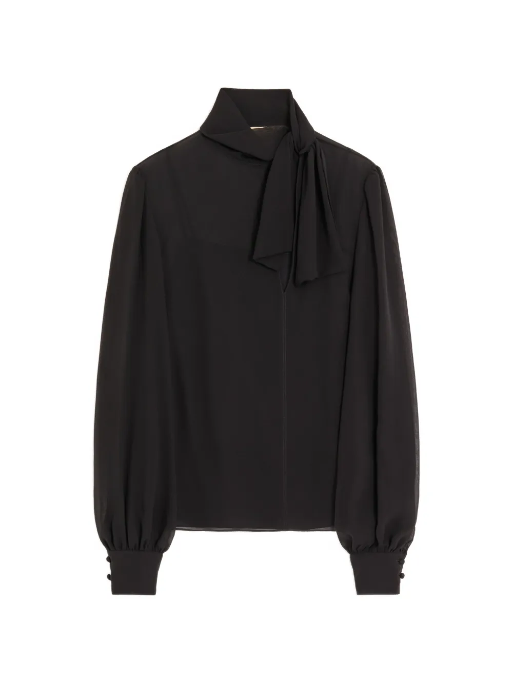 Valentino Garavani light georgette top with scarf - Nero