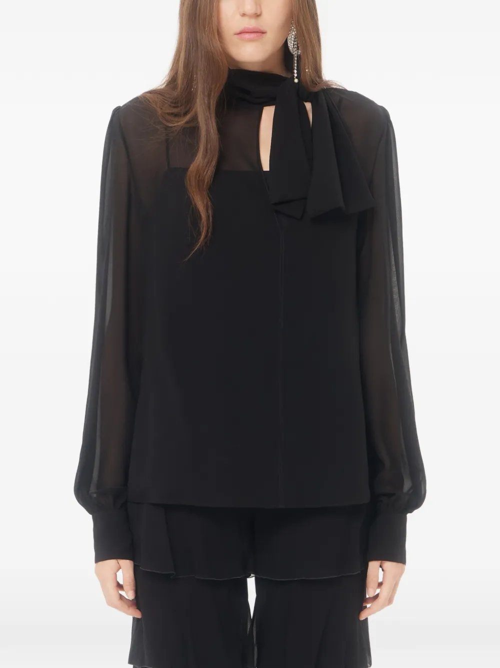 Valentino Garavani Lichte georgette top met sjaal Zwart