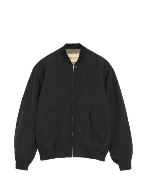 Valentino Garavani bomber jacket in viscose and cotton cannetté with metallic V detail