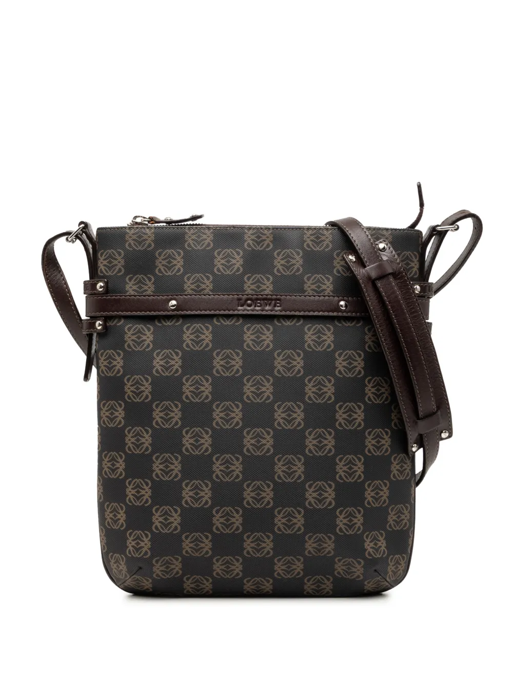 Loewe Pre-Owned Borsa a tracolla Anagram in tela cerata 2005 - Marrone