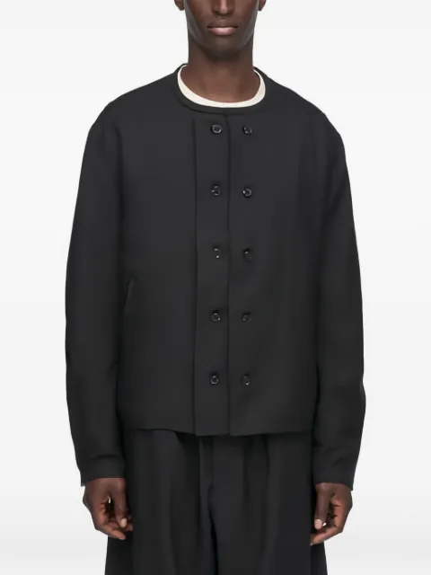 Y-3 double-breasted collarless jacket