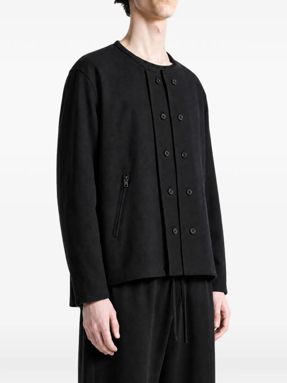 Y-3 Kraagloos jack met dubbele rij knopen Zwart