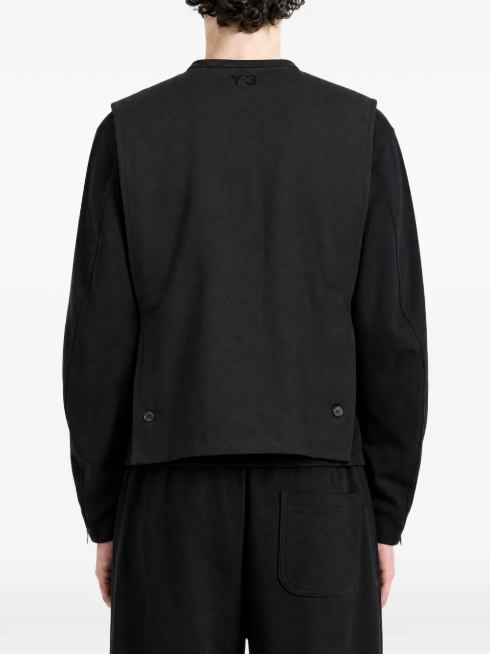 Y-3 Kraagloos jack met dubbele rij knopen Zwart