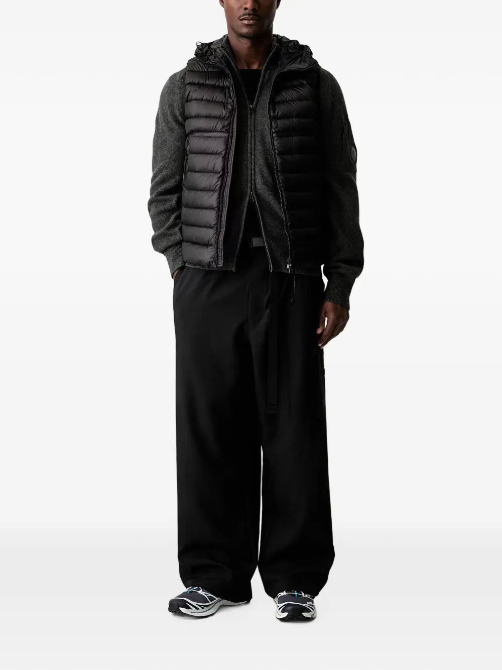 Y-3 Broek met knoopsluiting en ceintuur Zwart
