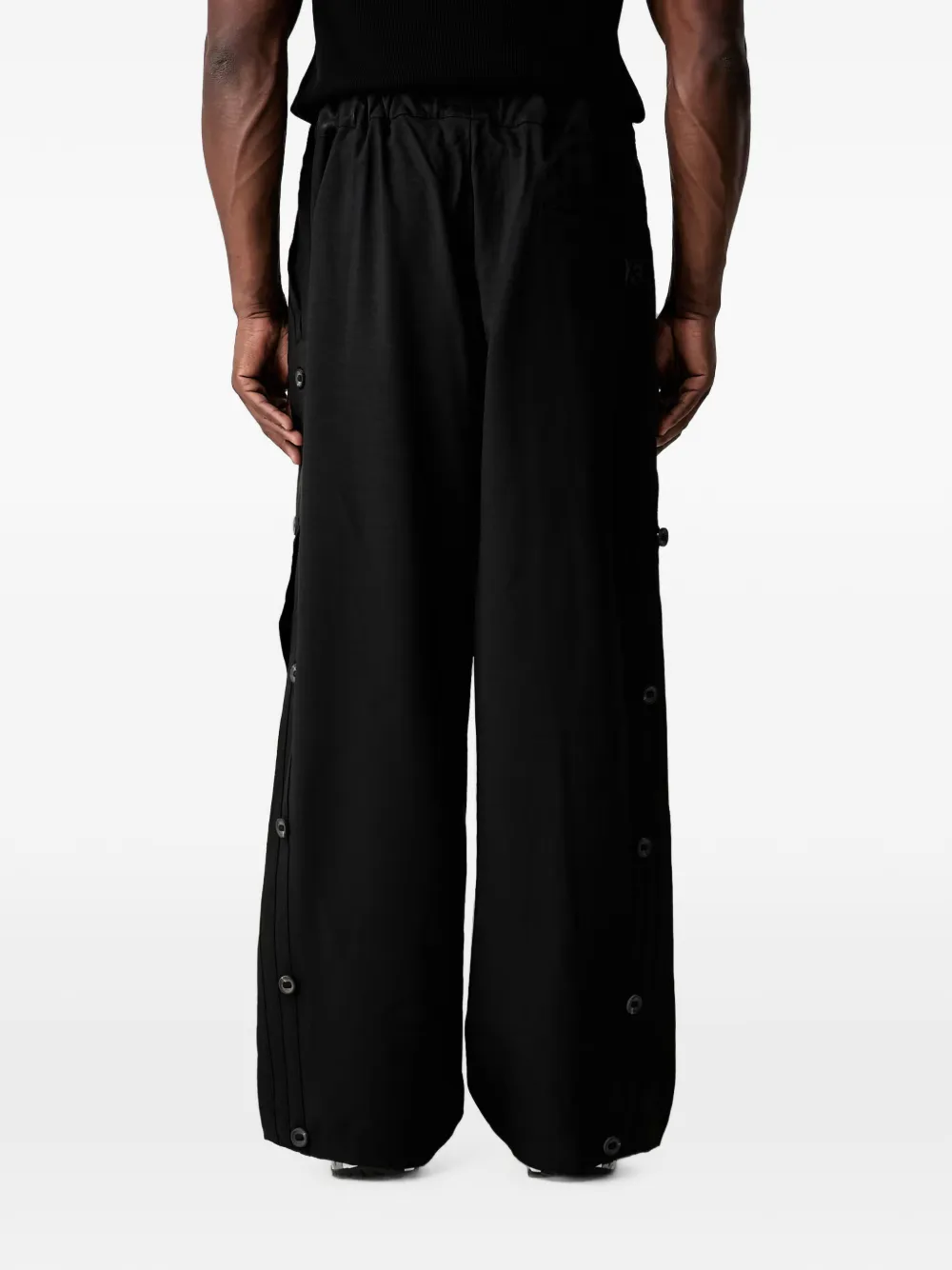 Y-3 Broek met knoopsluiting en ceintuur Zwart