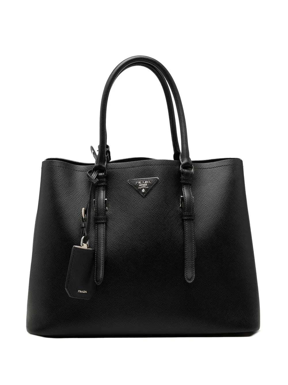 Prada Pre-Owned Borsa a tracolla Double media in Saffiano Cuir 2010-2026 - Nero