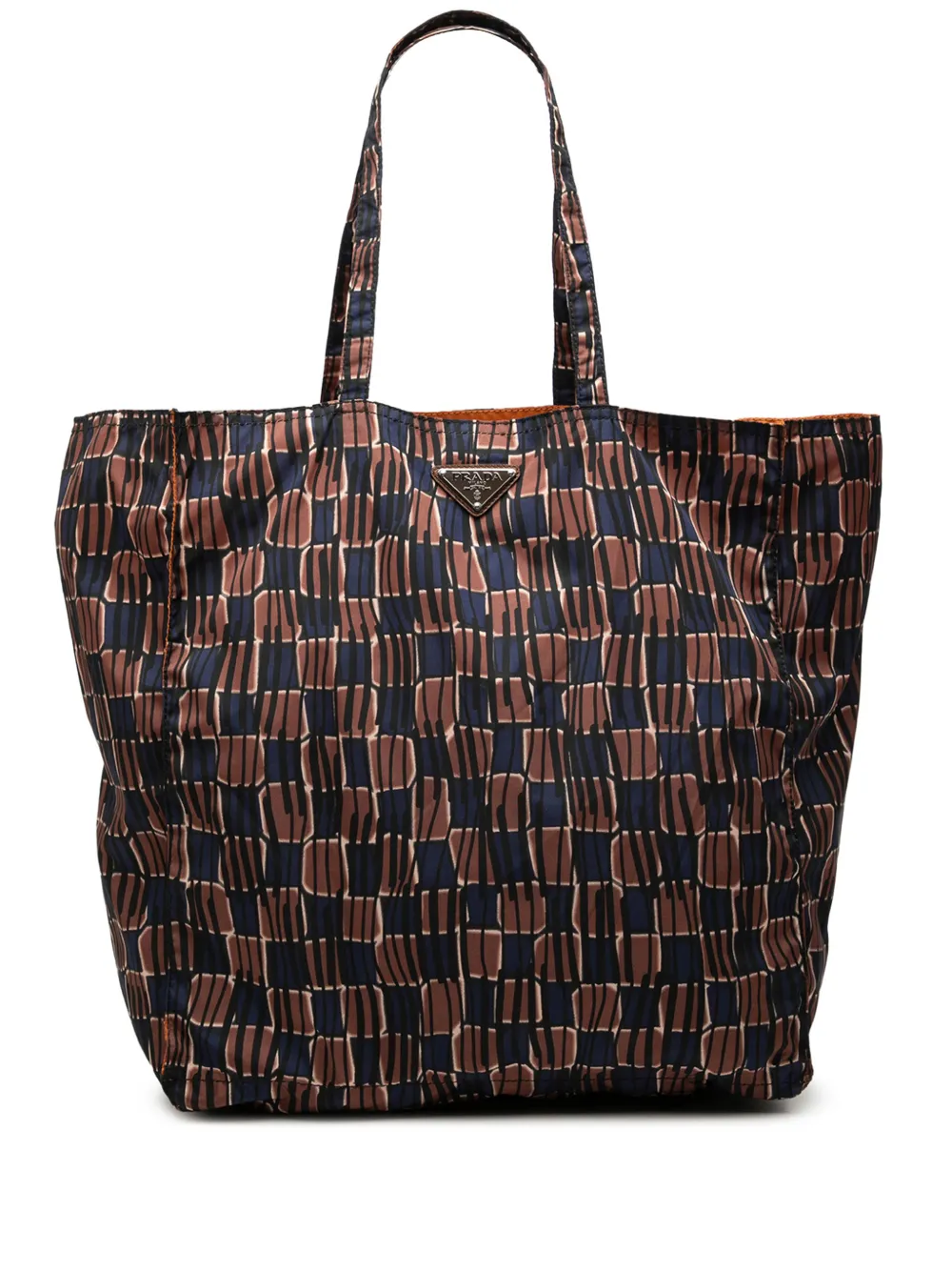Prada Pre-Owned Borsa tote in tessuto con stampa 2013-2026 - Marrone