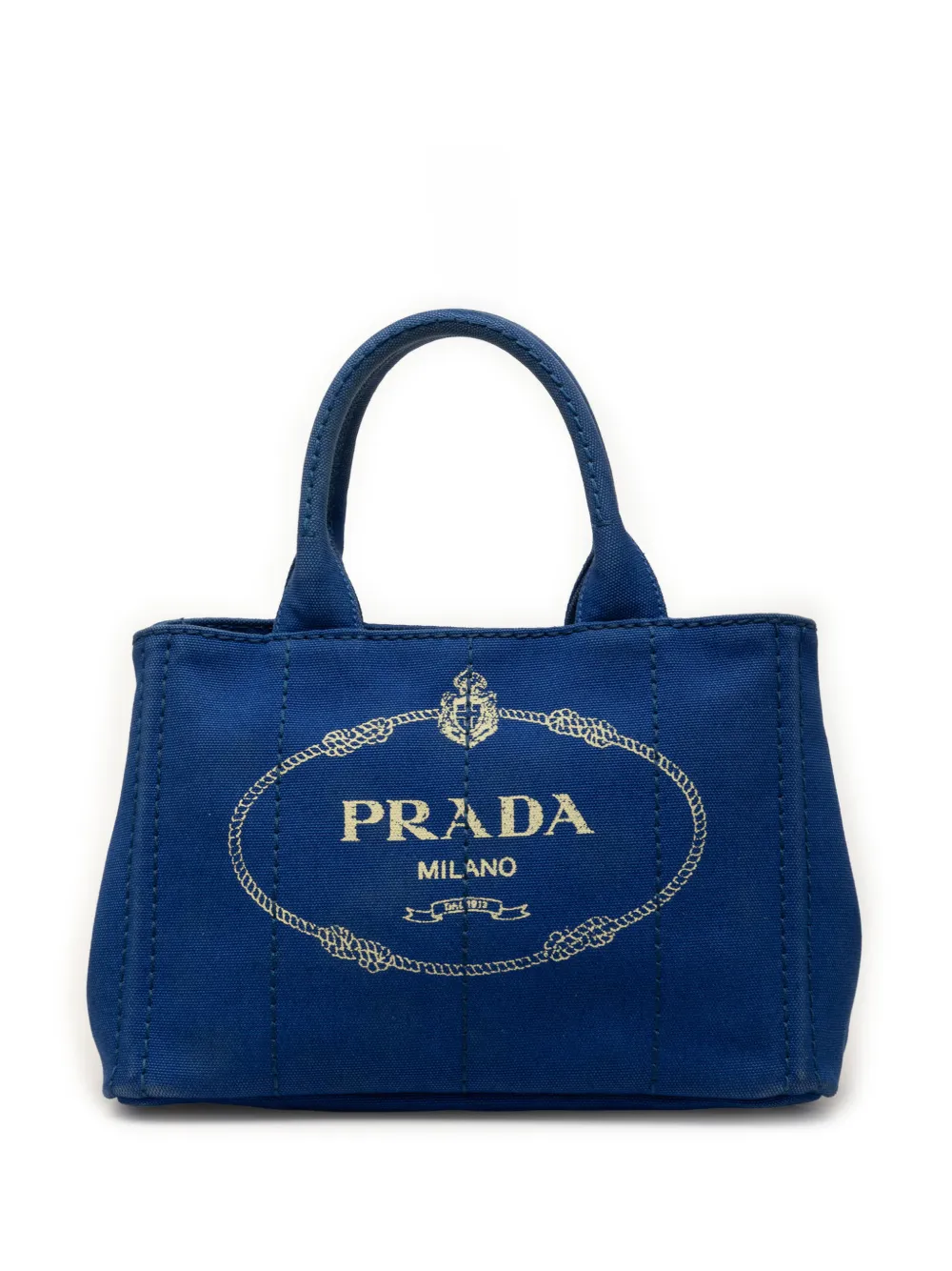 Prada Pre-Owned Borsa a tracolla piccola in tela di canapa con logo 2013-2026 - Blu