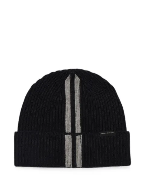 Armani Exchange ribbed-knit beanie hat