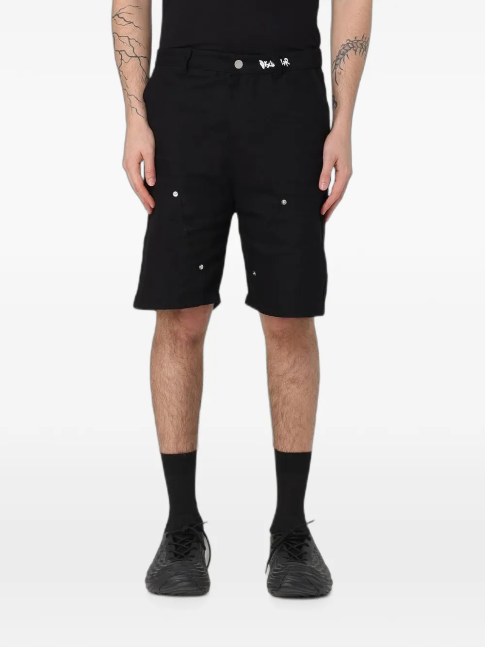 DISCLAIMER rivet-embellished denim shorts - Nero