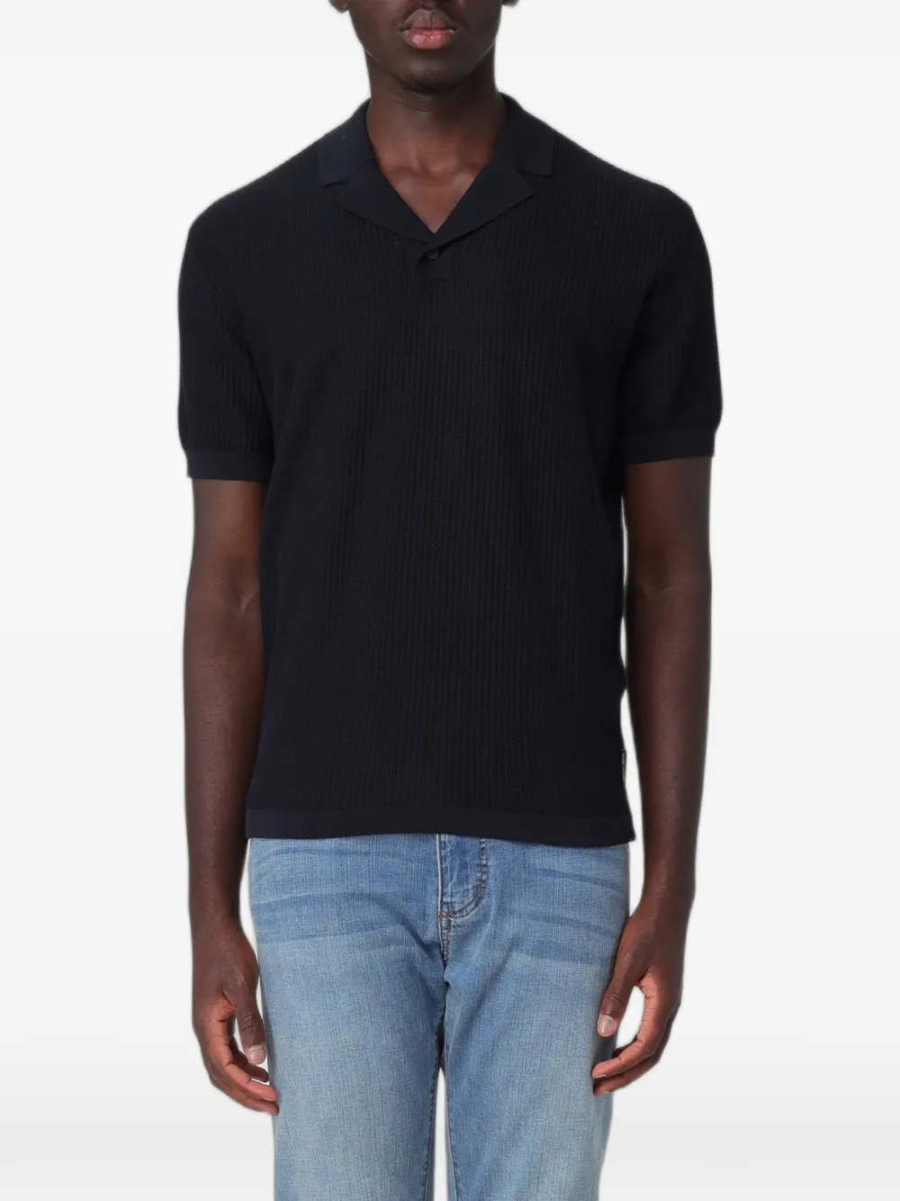 Emporio Armani ribbed-knit polo shirt - Blau