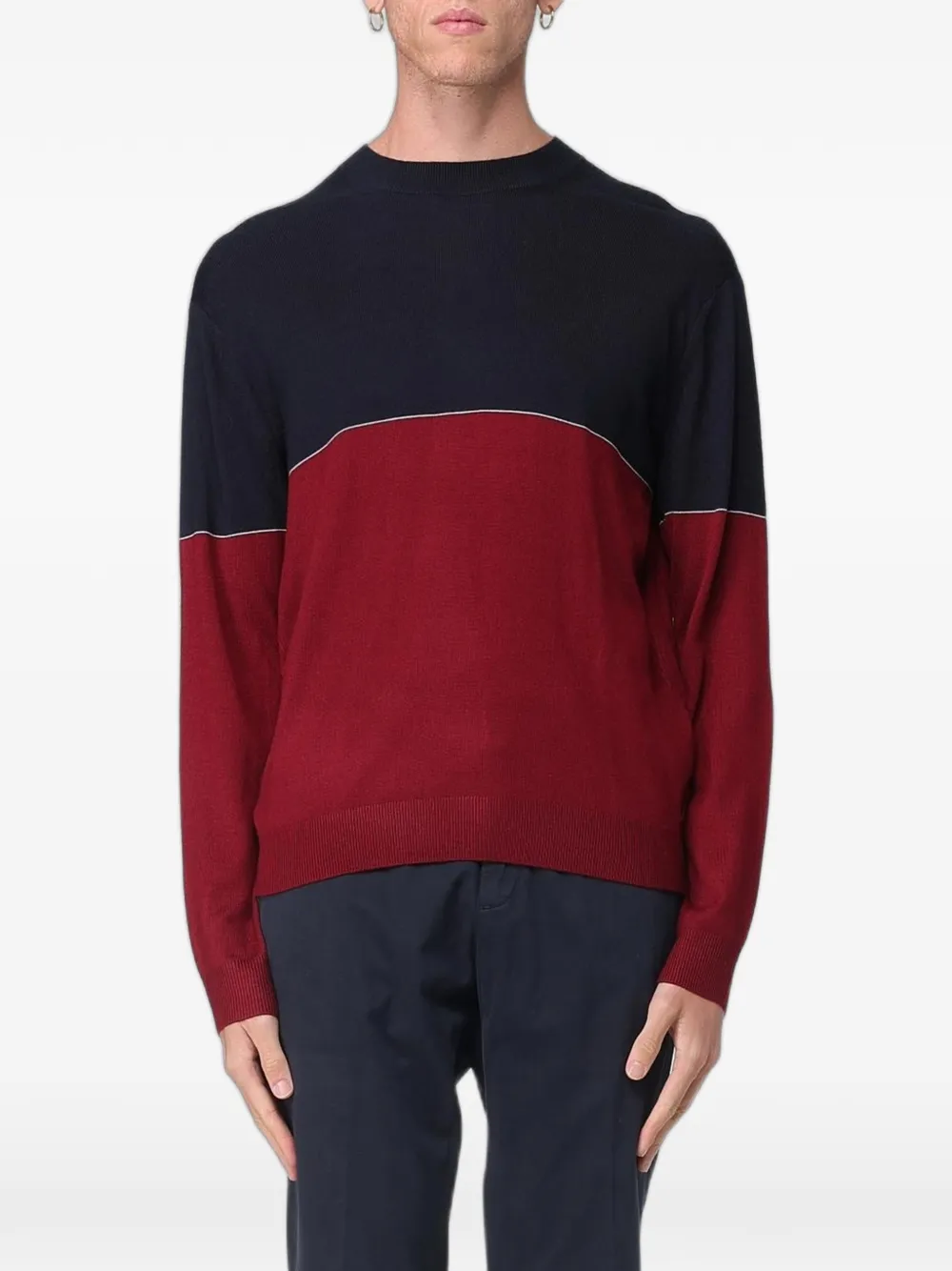 Emporio Armani colour-block crew-neck sweater - Rosso