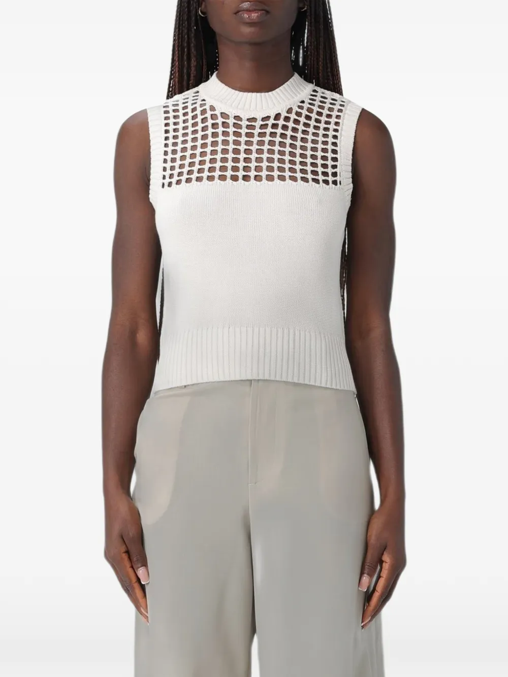 Emporio Armani mesh-knit sleeveless top - Bianco