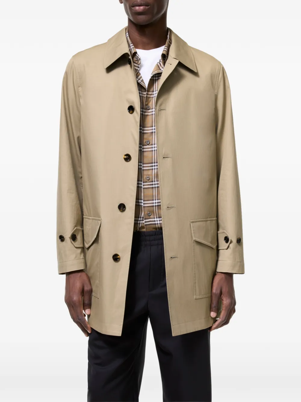 Burberry Meadowbank katoenen jas met enkele rij knopen Beige