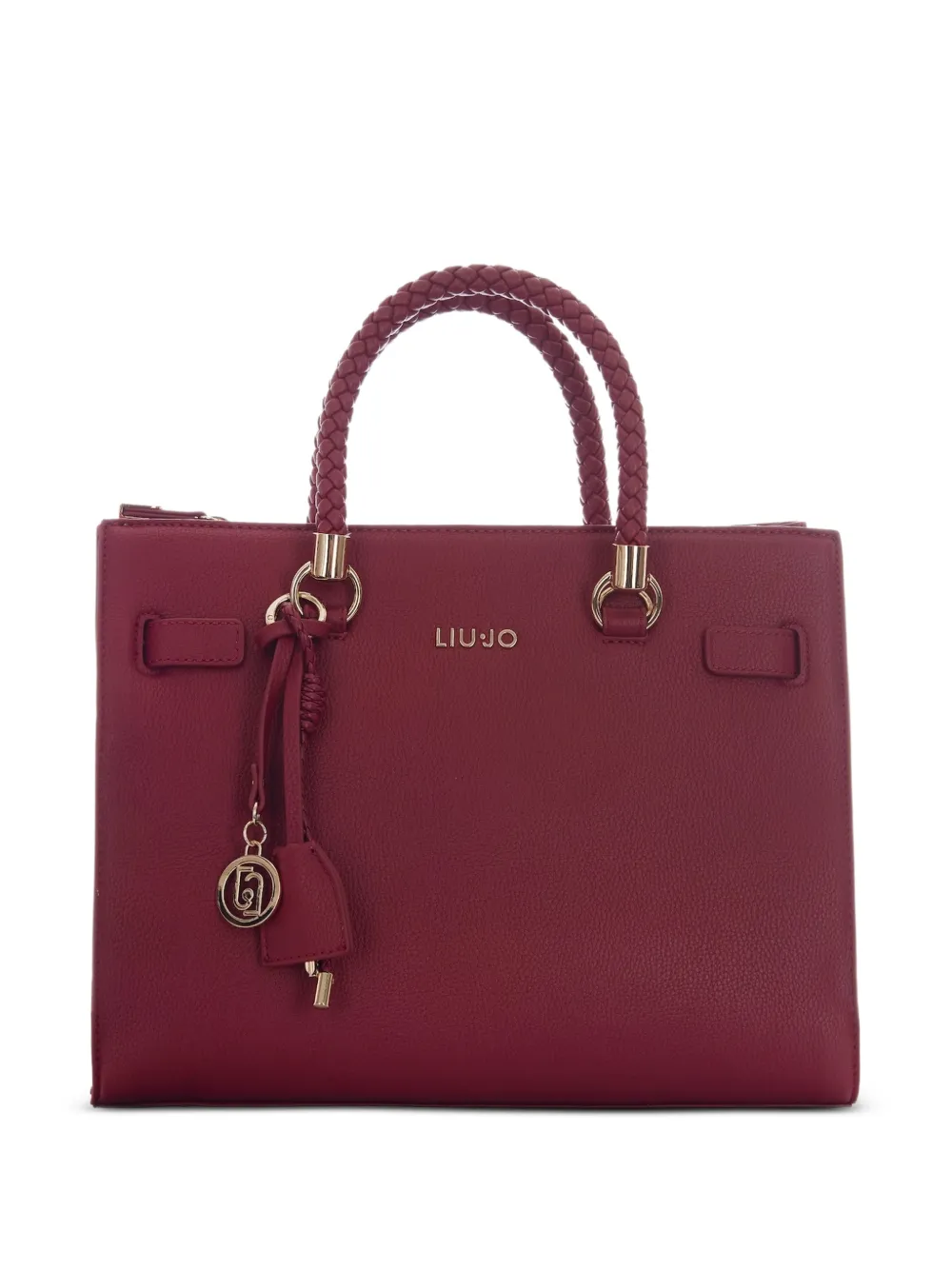 LIU JO braided-handle logo-plaque shoulder bag - Rosso