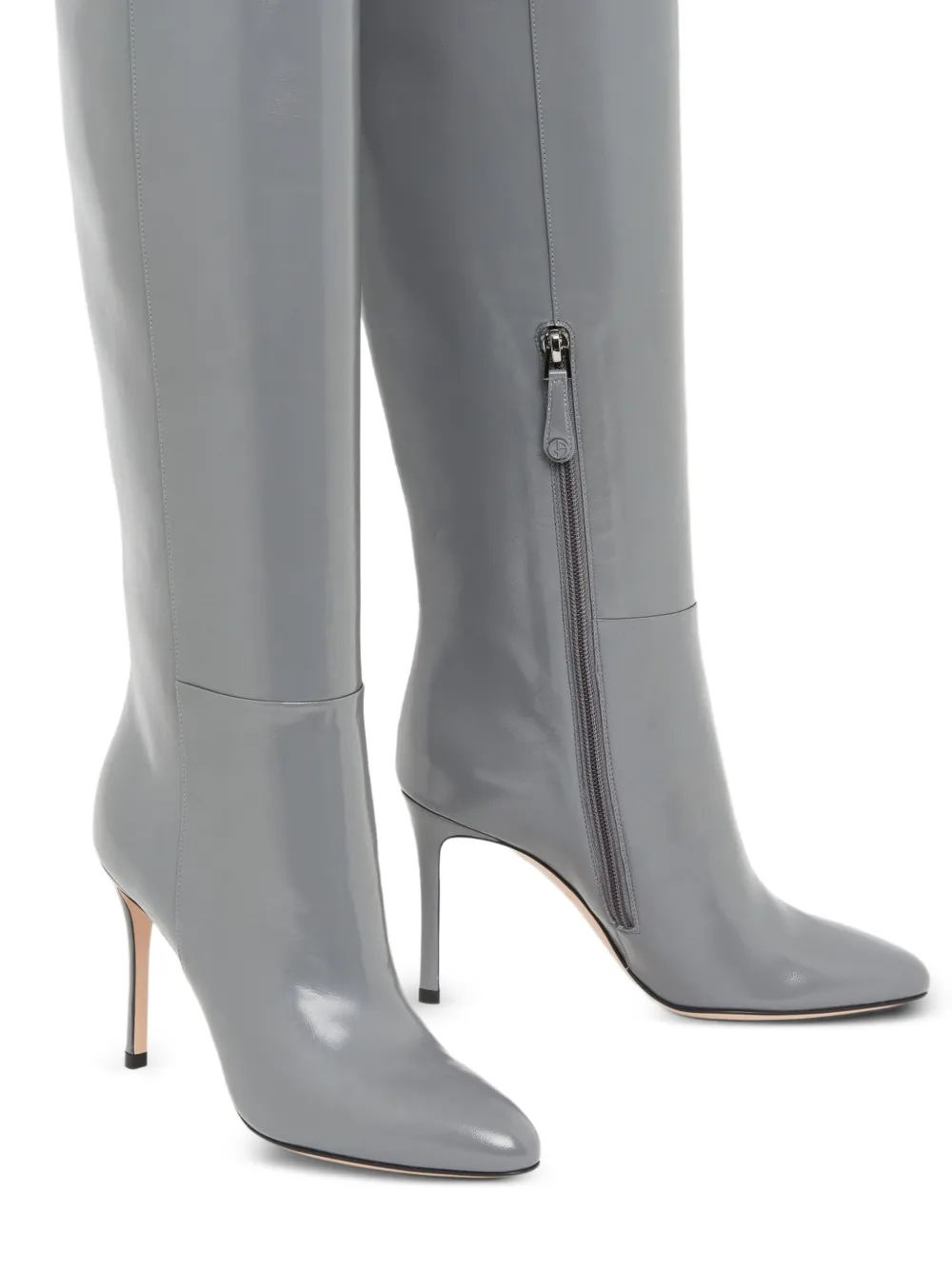 Giorgio Armani Pointed-toe Knee-high Boots in Grey, view 2