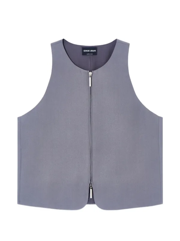 Giorgio Armani Washed Silk Crêpe Waistcoat in Grey
