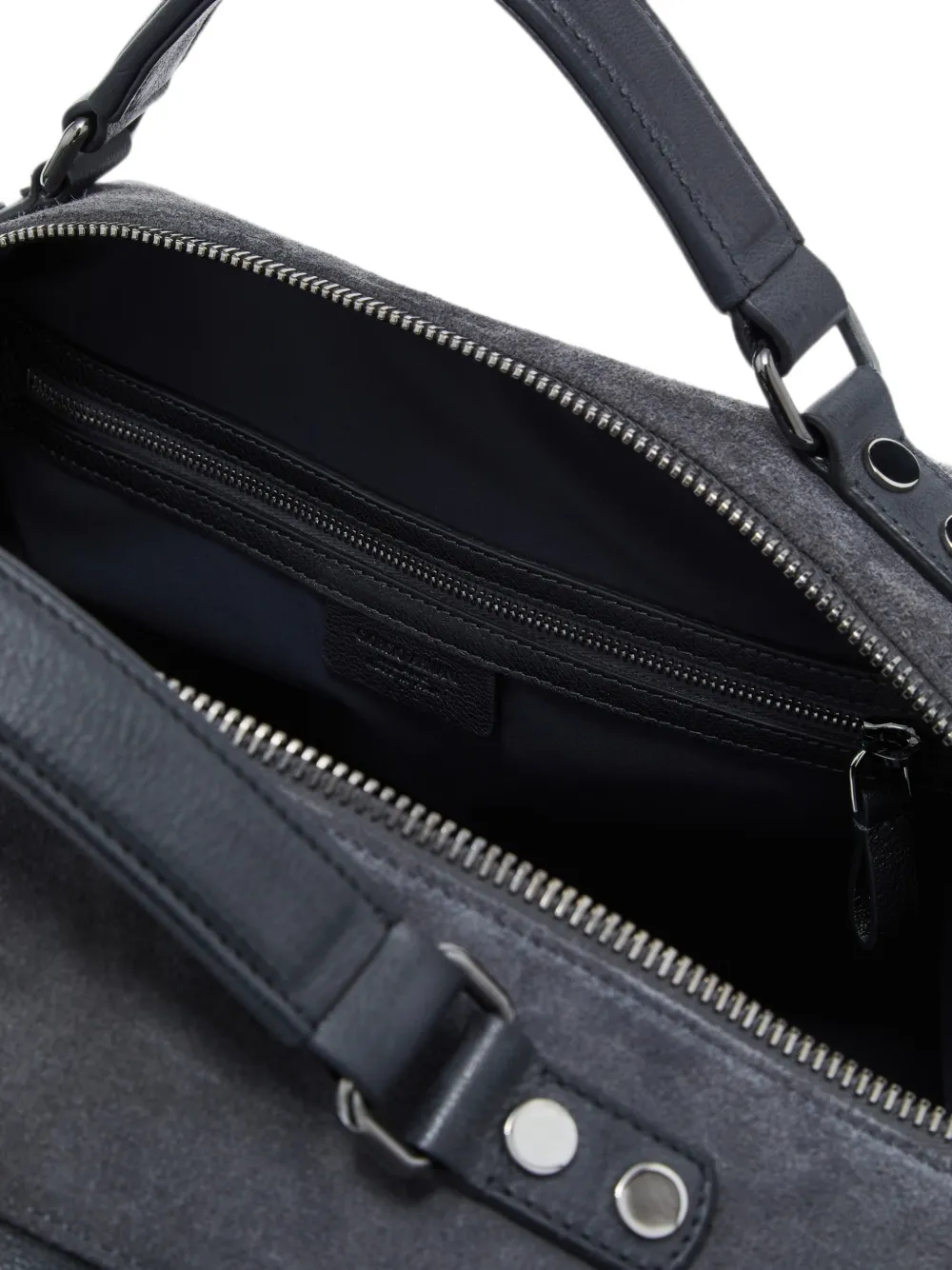 Giorgio Armani Leren duffeltas met suède vlakken Grijs