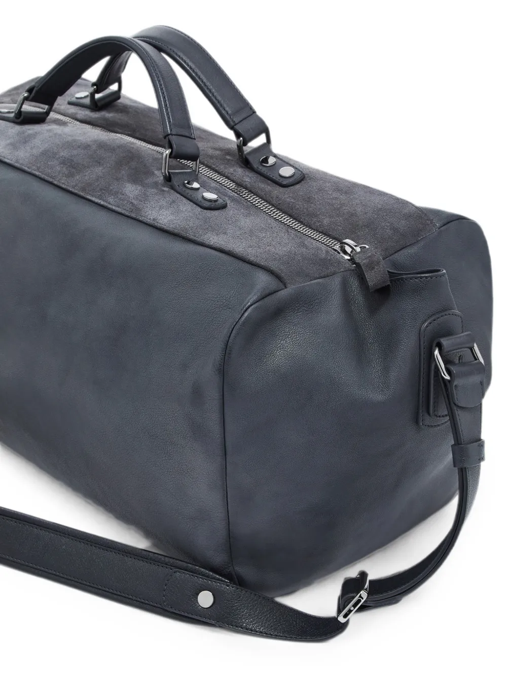 Giorgio Armani Leren duffeltas met suède vlakken Grijs