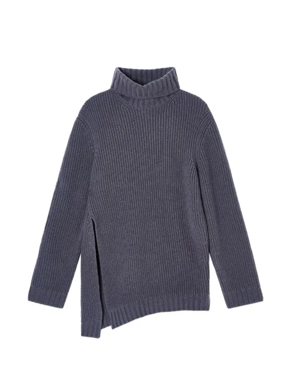 Giorgio Armani Asymmetric Ribbed-knit Sweater in Blue