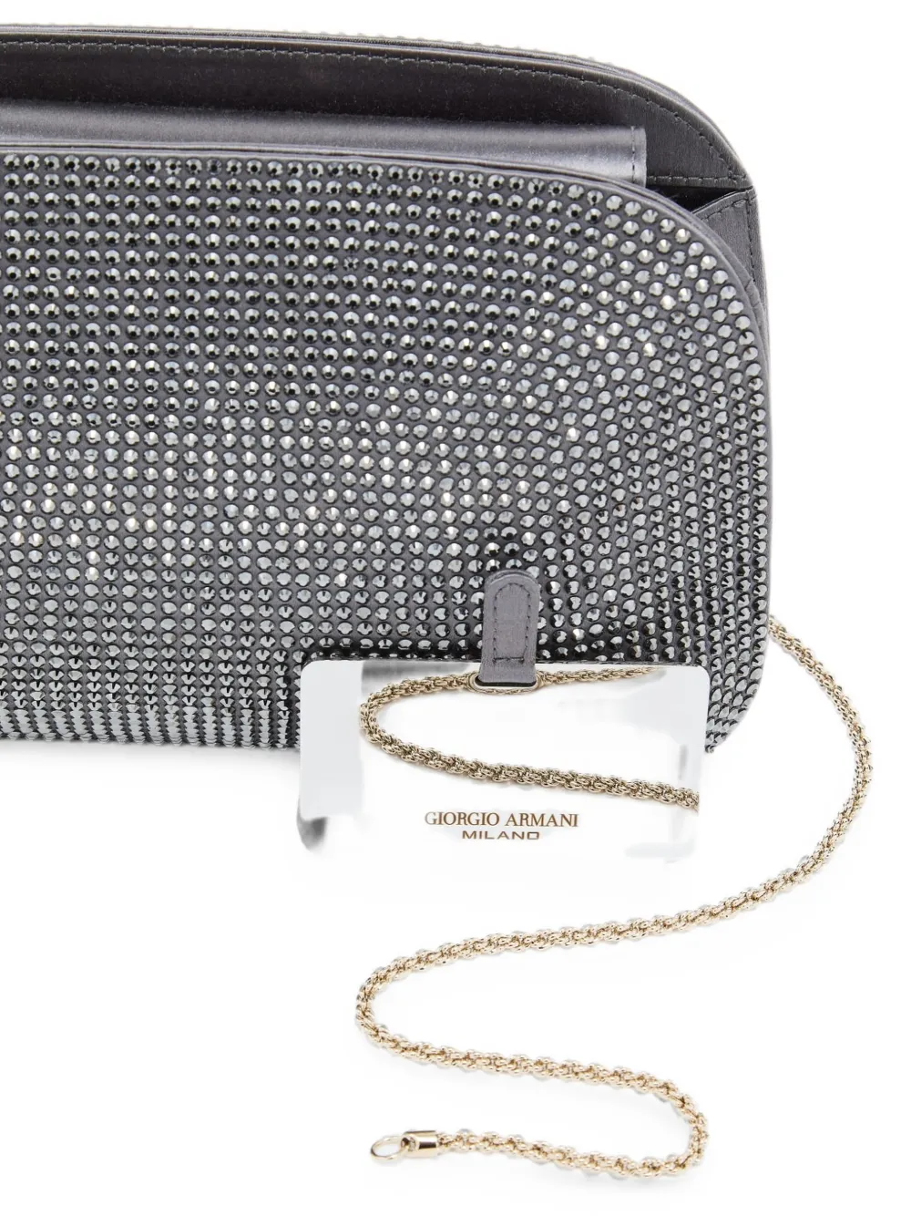 Giorgio Armani Clutch verfraaid met kristallen en kettinghengsel Grijs