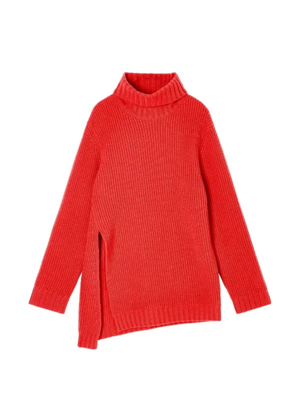 Giorgio Armani Asymmetric-hem Ribbed Sweater in Red
