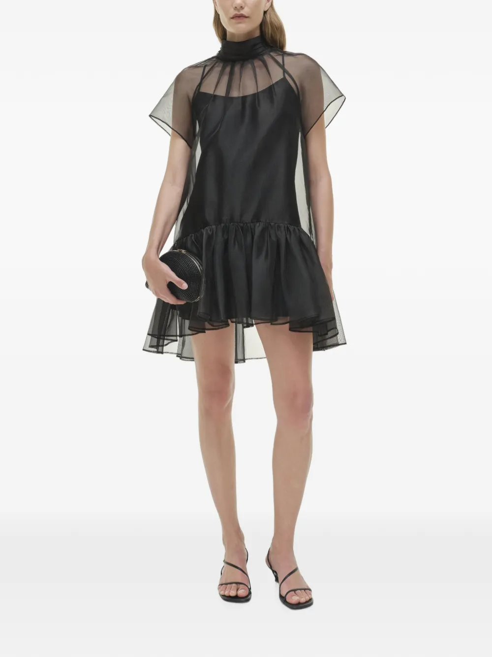 SIMKHAI Beaux organza mini-jurk Zwart
