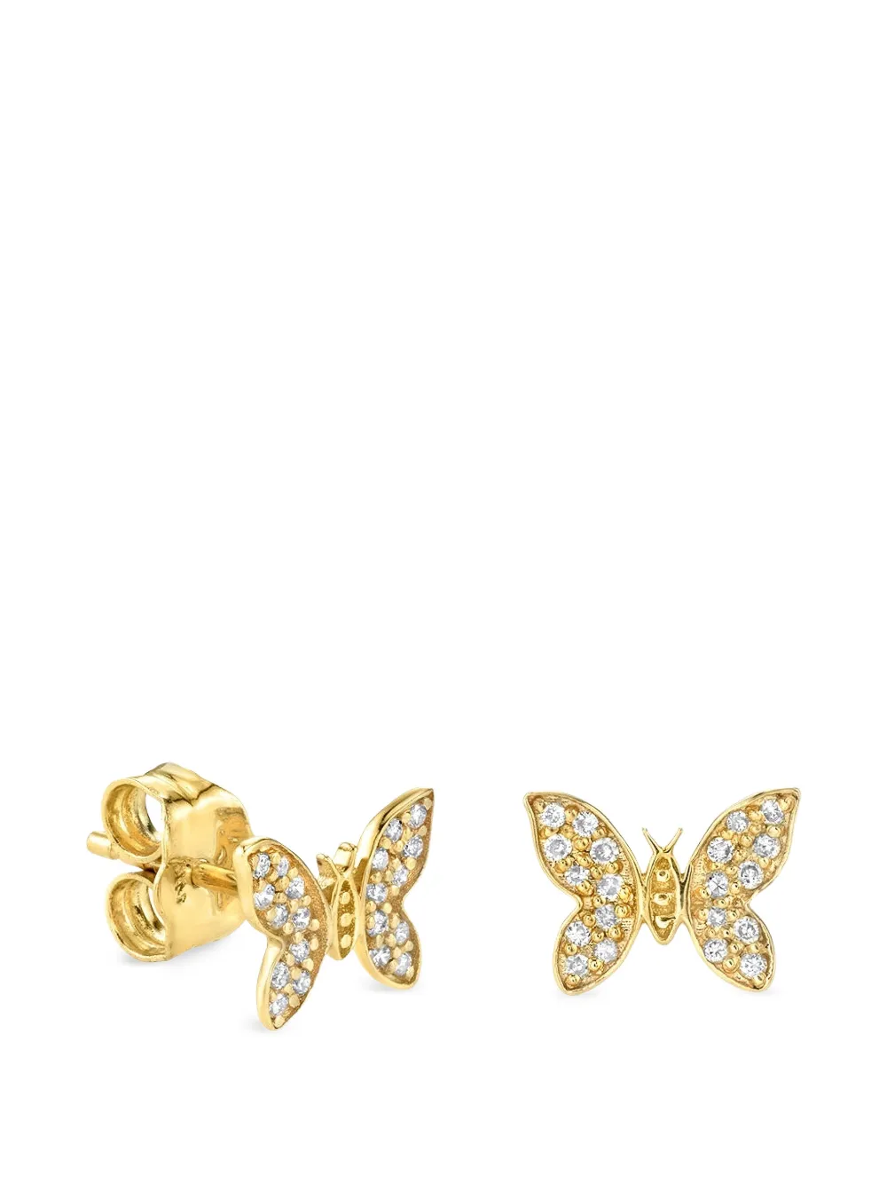 Sydney Evan diamond butterfly stud earrings - Gold