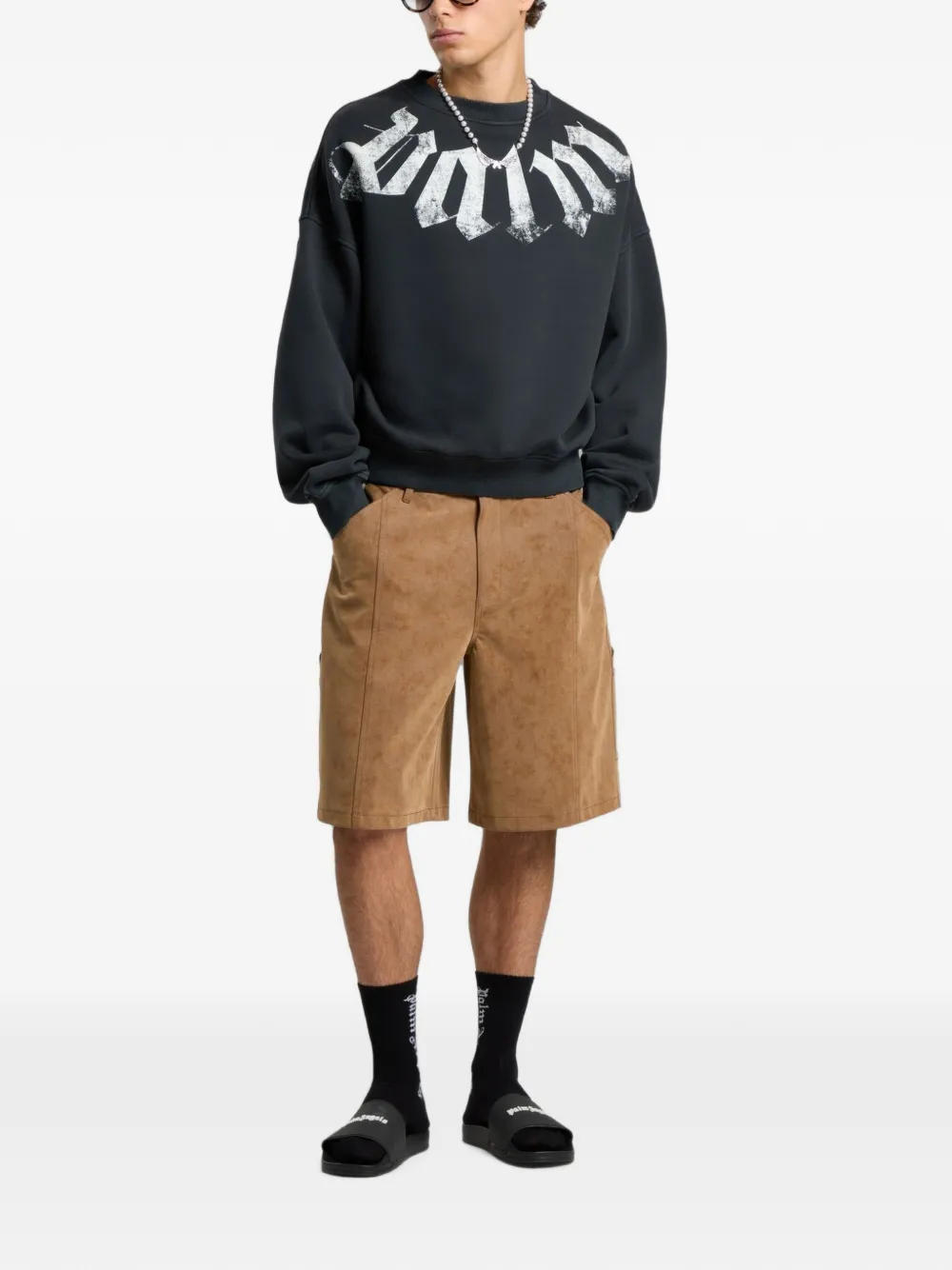 Palm Angels Katoenen sweater met logoprint Zwart