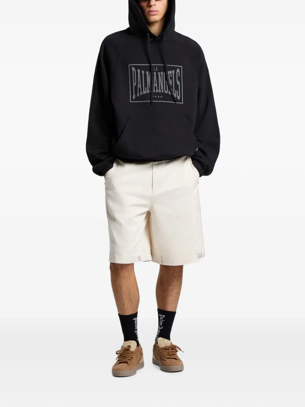 Palm Angels Box Logo ruimvallende hoodie Zwart