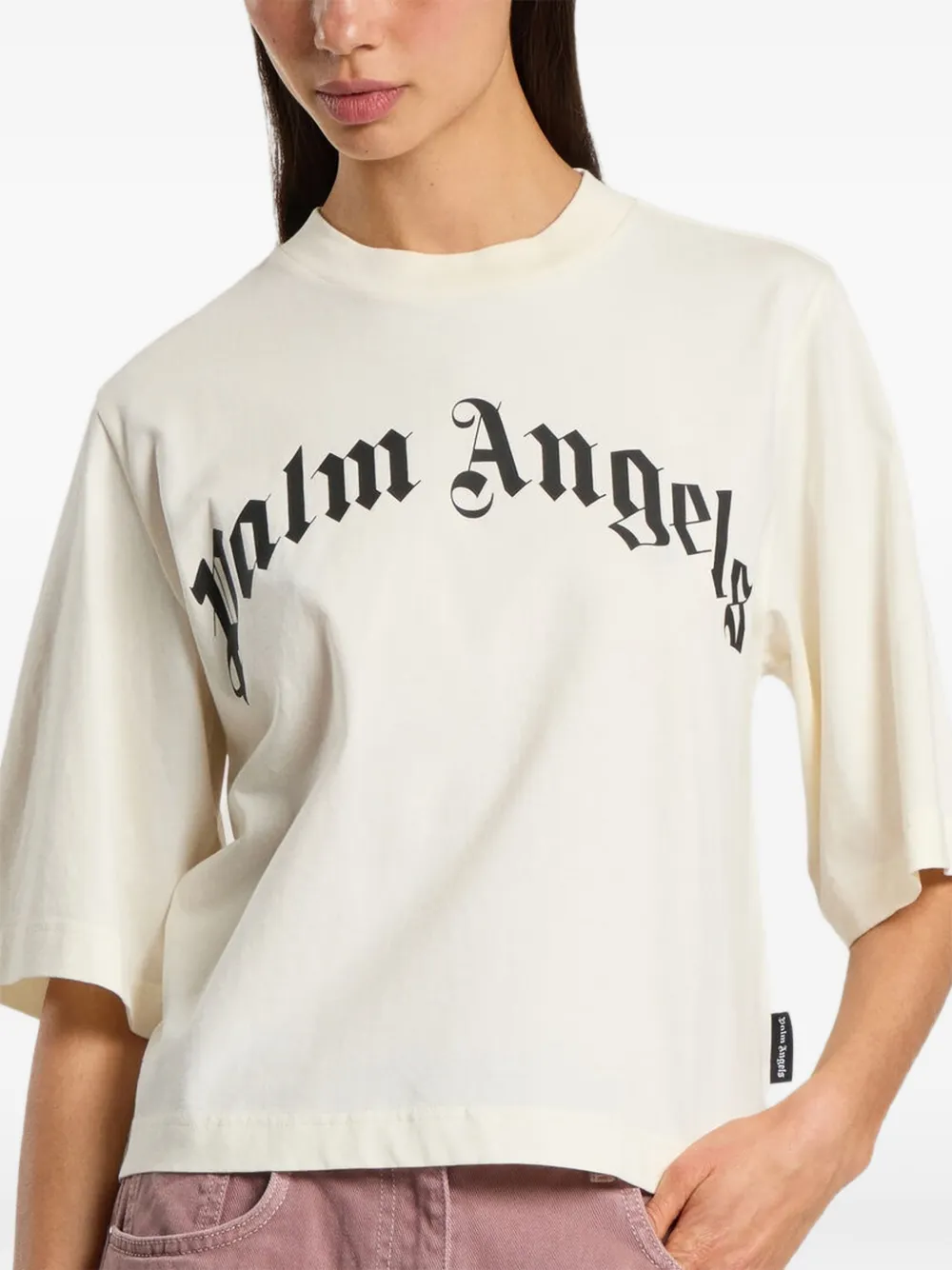 Palm Angels T-shirt met logoprint Beige