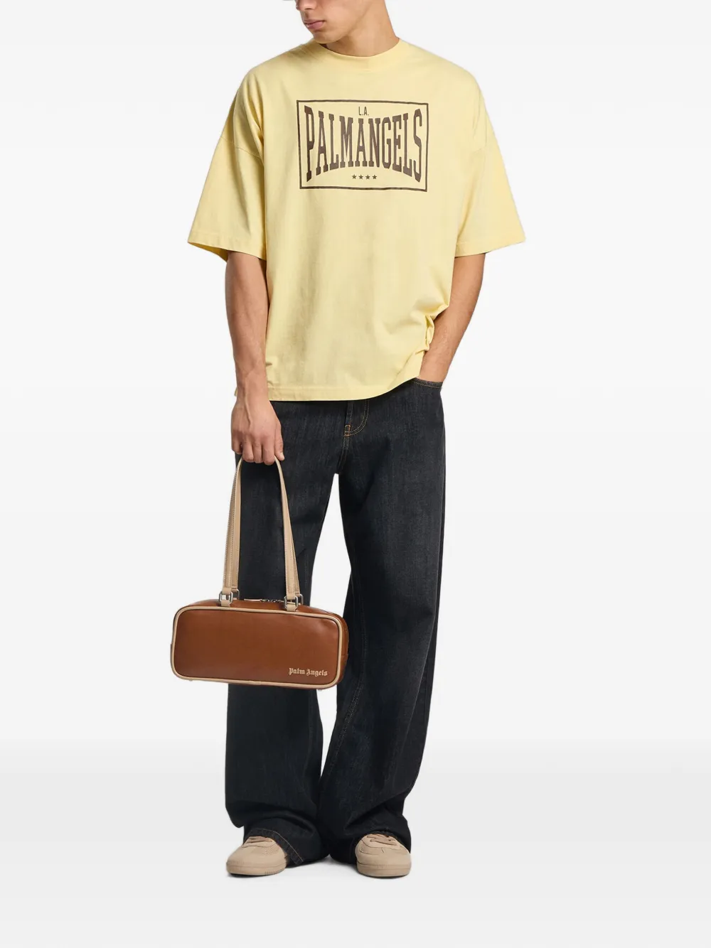 Palm Angels Box ruimvallend T-shirt met logo Geel