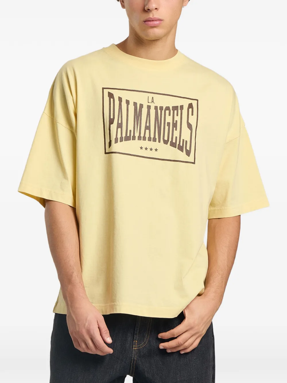 Palm Angels Box ruimvallend T-shirt met logo Geel