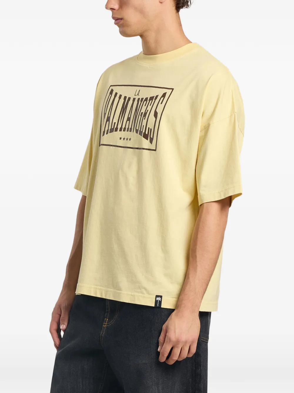 Palm Angels Box ruimvallend T-shirt met logo Geel