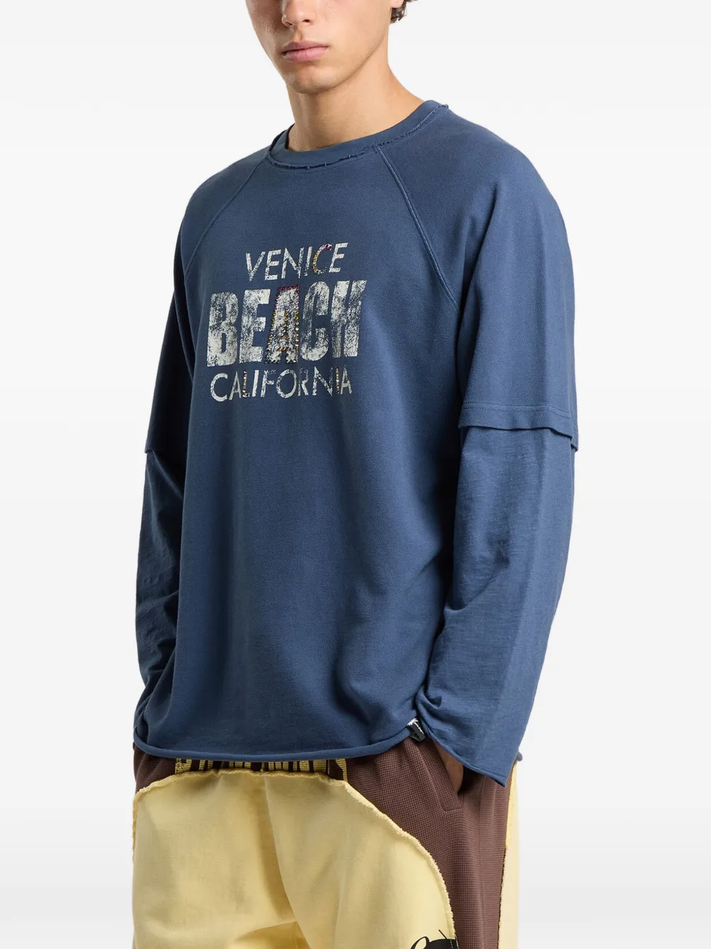 Palm Angels Cali Vibes gelaagd T-shirt Blauw