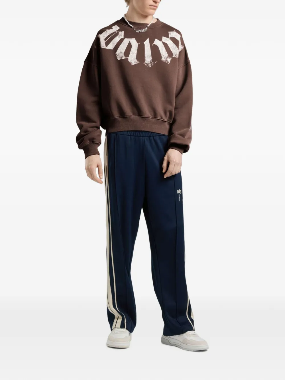 Palm Angels Sweater met logoprint Bruin