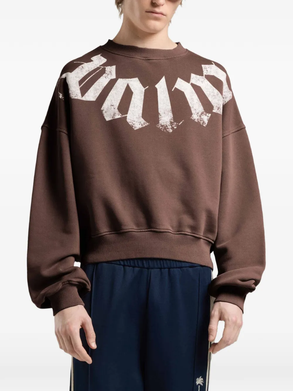 Palm Angels Sweater met logoprint Bruin